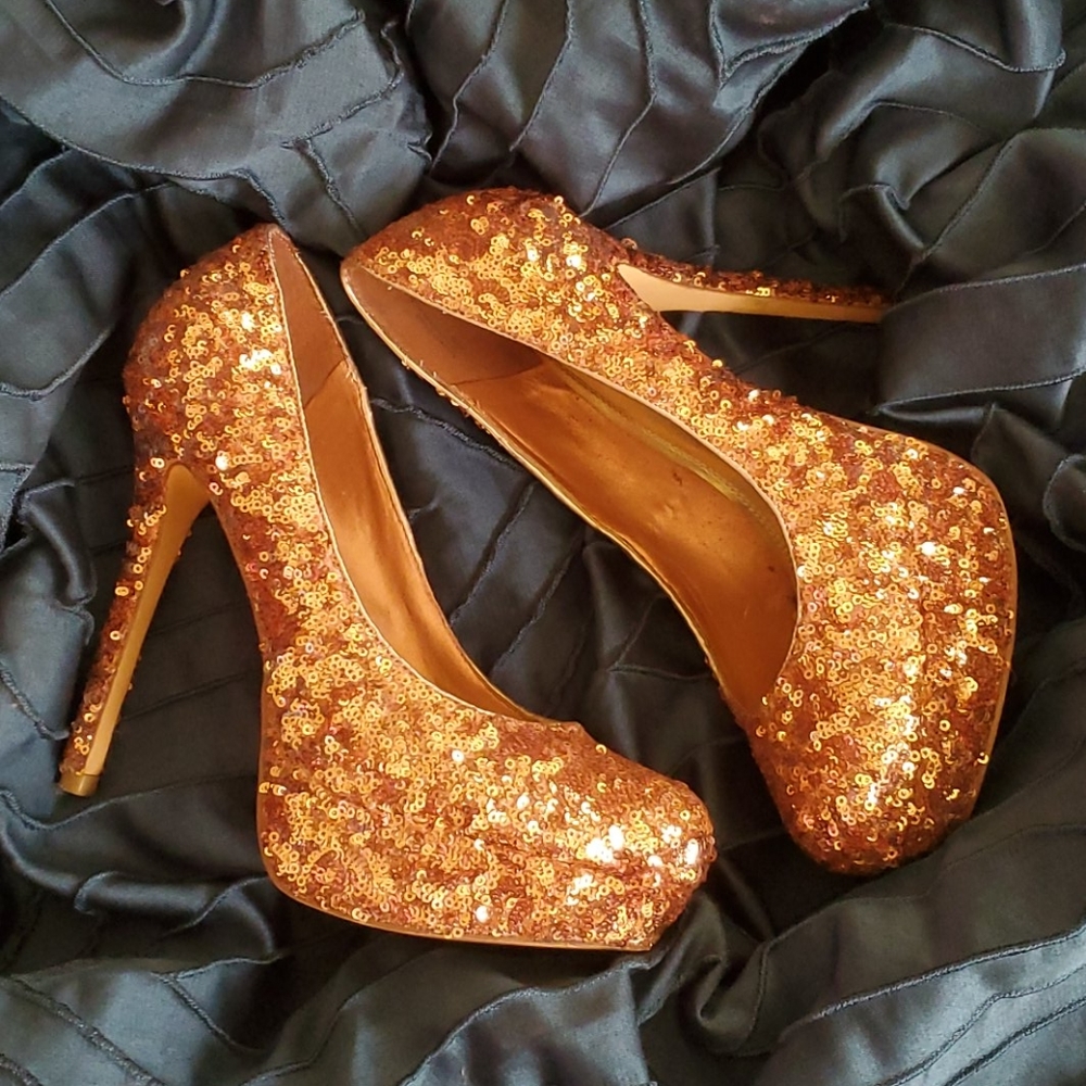 Bakers Copper sequin heels
